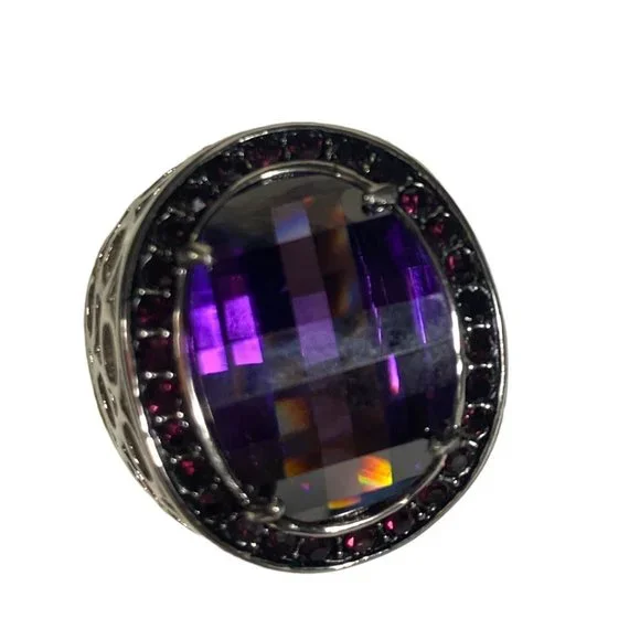 SHOWSTOPPER AMETHYST RING IN 316SL (STAINLESS STEEL) (SZ 8.25) - Picture 2 of 15